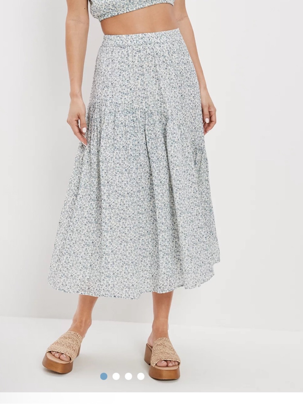AE Floral Asymmetrical Midi Skirt, Size M Fairy Garden Cotton